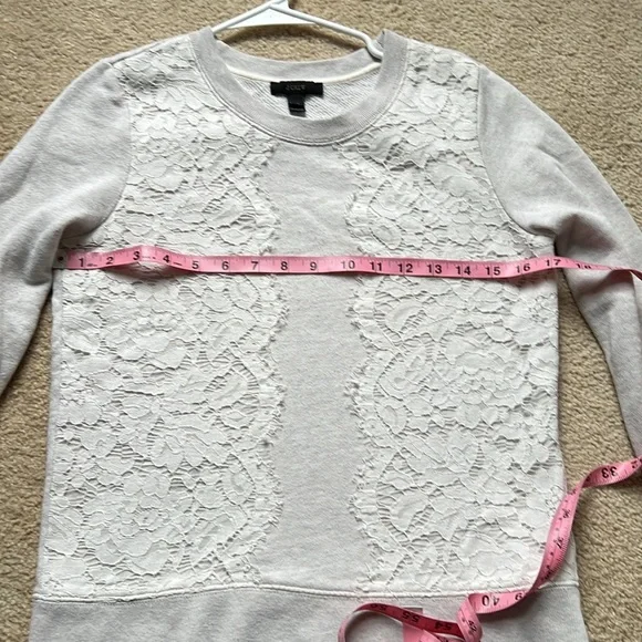 J. Crew Lace Sweatshirt Oatmeal Color. Cotton. - Picture 6 of 9
